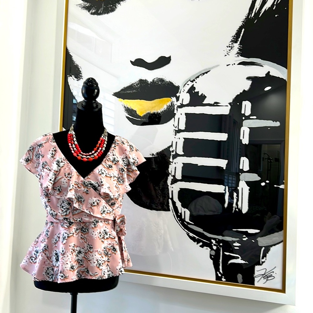 Collective Concepts Rose Sleeveless Ruffle-Top Side-Tie Peplum Top, Size S